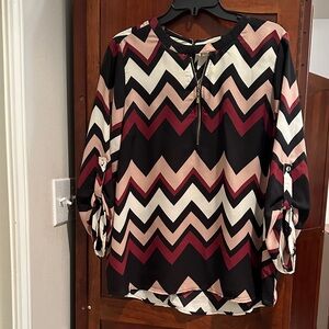 Wishful Park Black and Pink Chevron Blouse